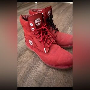 Red Timberland boots